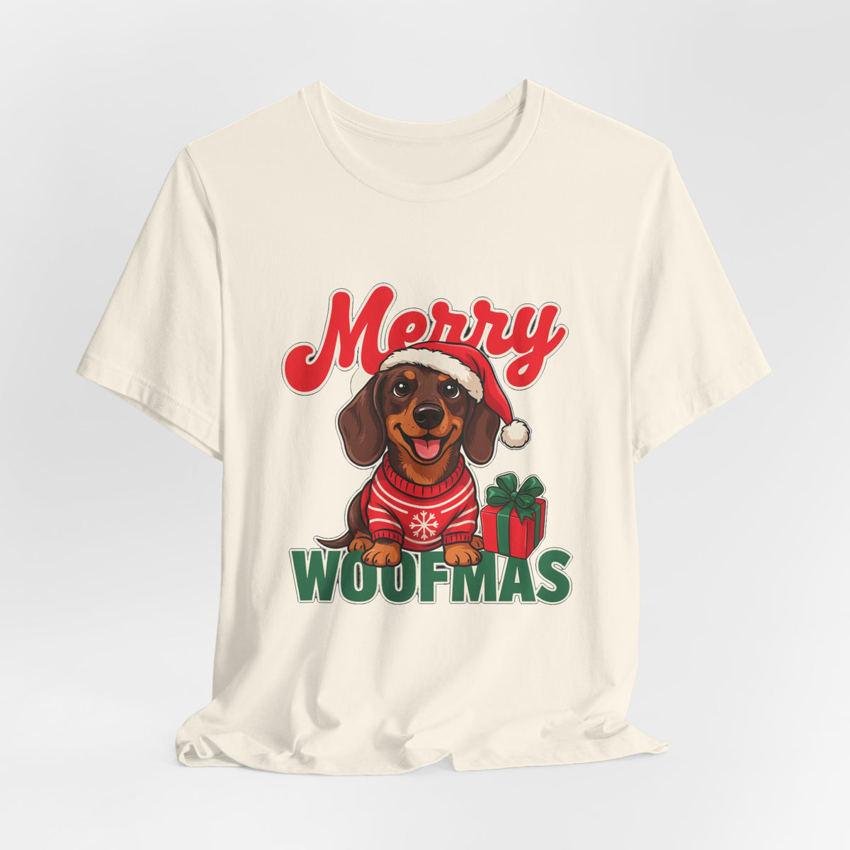 Merry Woofmas Shirt, Dachshund Christmas T-Shirt, Dog Lover Holiday Tee