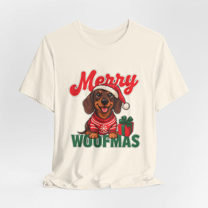 Merry Woofmas Shirt, Dachshund Christmas T-Shirt, Dog Lover Holiday Tee