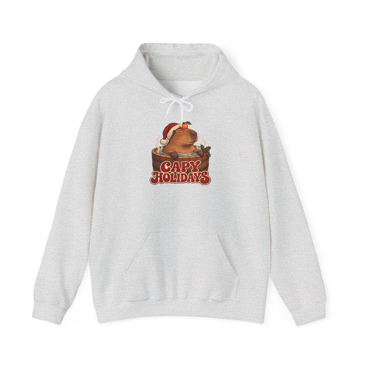 Capy Holidays Capybara in a Santa Hat Hoodie, Capybara Christmas Hoodie