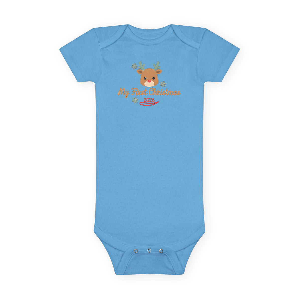My First Christmas 2026 Baby Bodysuit, Reindeer Baby's First Christmas Onesie