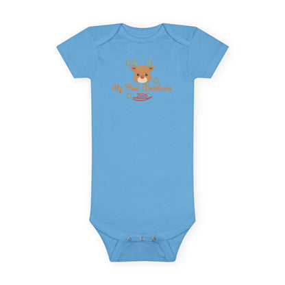 My First Christmas 2026 Baby Bodysuit, Reindeer Baby's First Christmas Onesie