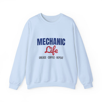 Mechanic Life Grease Coffee Repeat Sweatshirt, Mechanic Crewneck