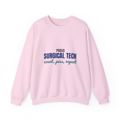 Proud Surgical Tech Count Pass Repeat Sweatshirt, Surgical Tech Crewneck Sweatshirt
