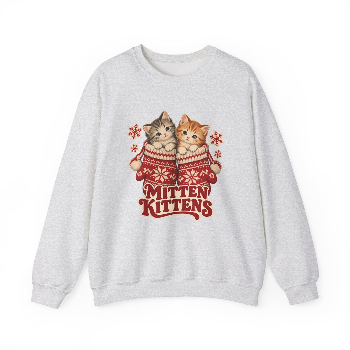 Mitten Kittens Cute Winter Cats Sweatshirt, Winter Kittens Crewneck Sweatshirt