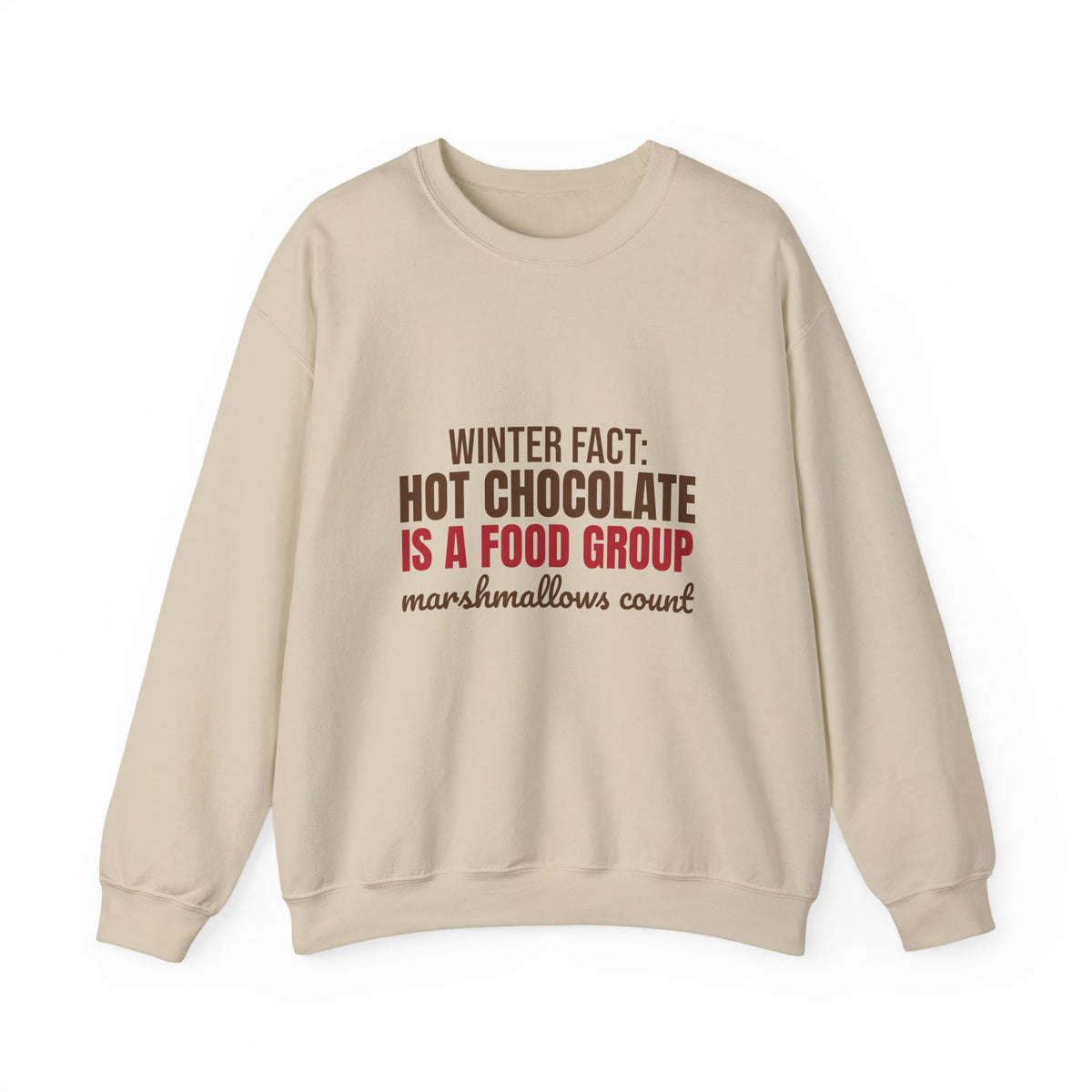 Winter Fact Hot Chocolate Is a Food Group Sweatshirt, Funny Winter Crewneck Sweatshirt
