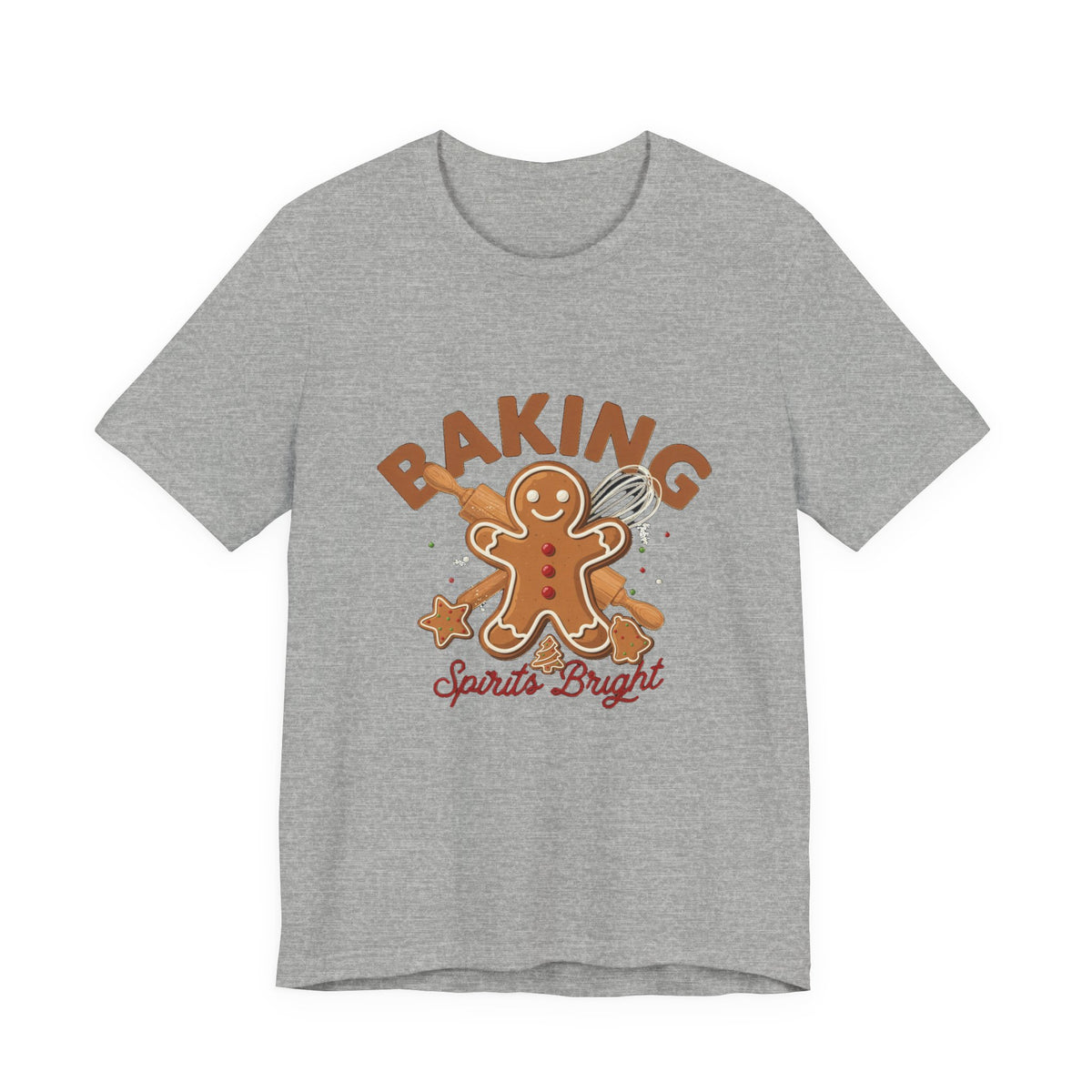 Baking Spirits Bright Shirt, Christmas Baking T-Shirt, Gingerbread Holiday Tee
