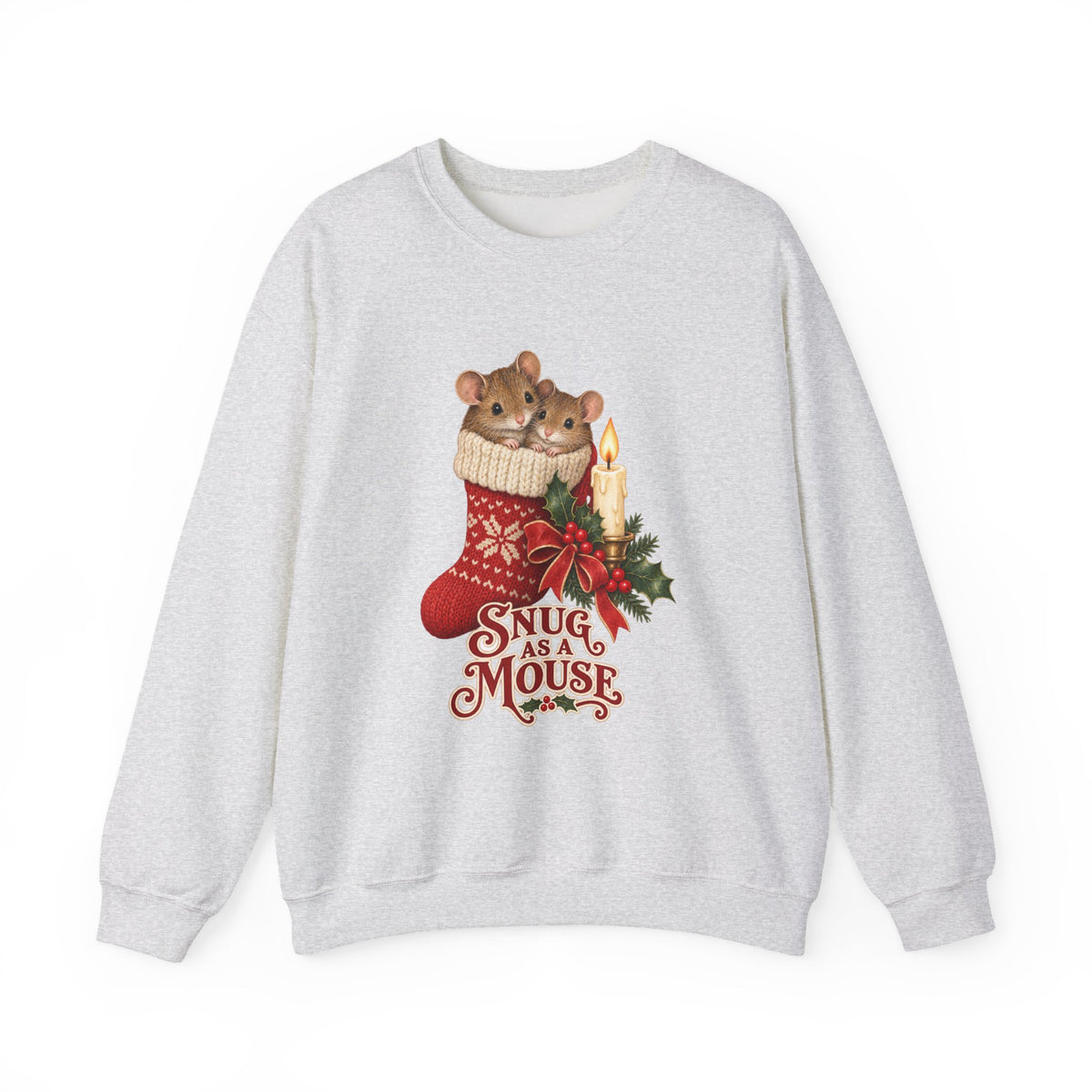Snug as a Mouse Christmas Stocking Mice Sweatshirt, Christmas Mice Crewneck Sweatshirt