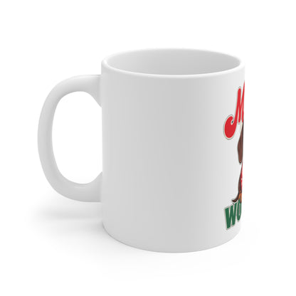 Merry Woofmas Mug, Dachshund Christmas Coffee Mug 11oz