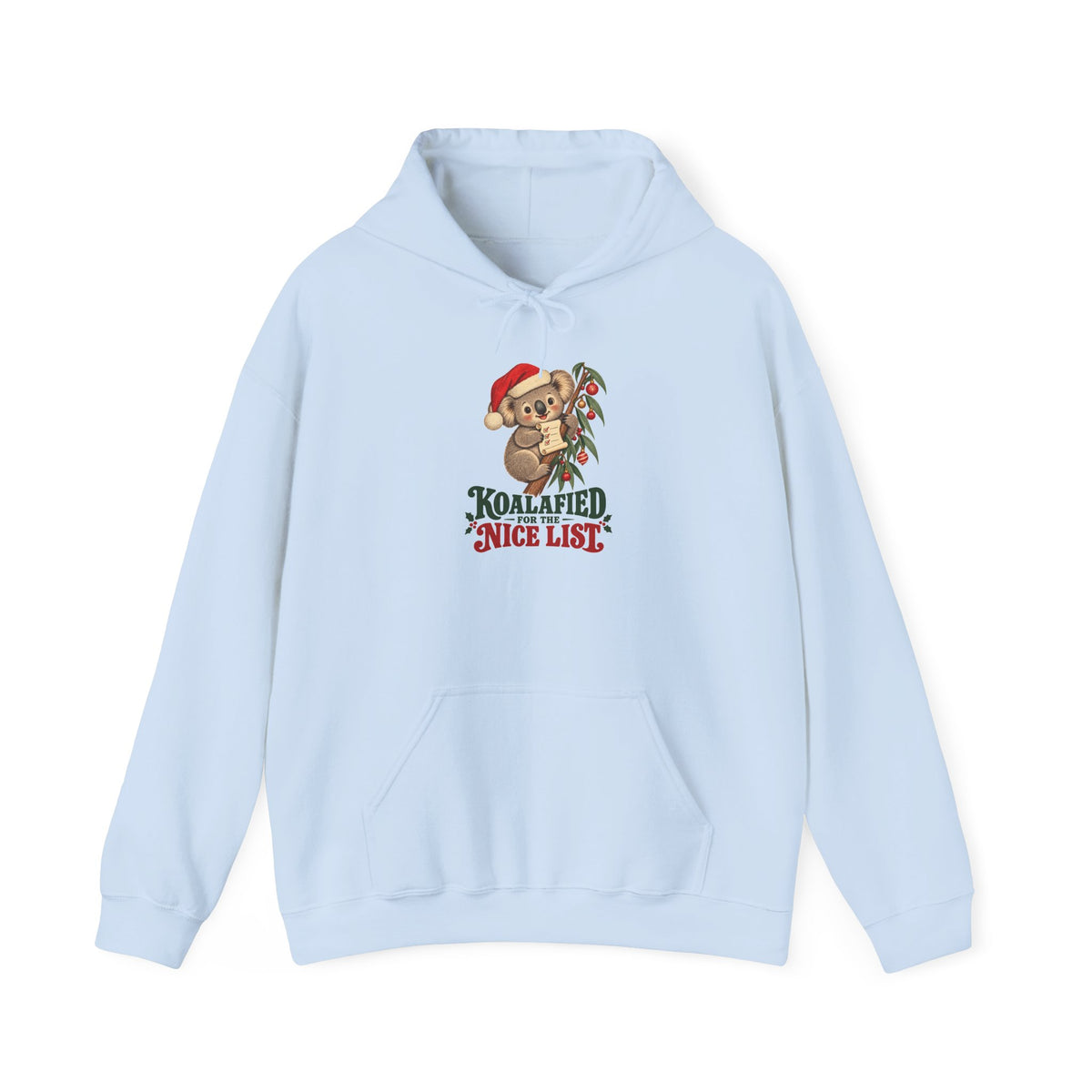 Koalafied for the Nice List Christmas Koala Hoodie, Koala Christmas Hoodie
