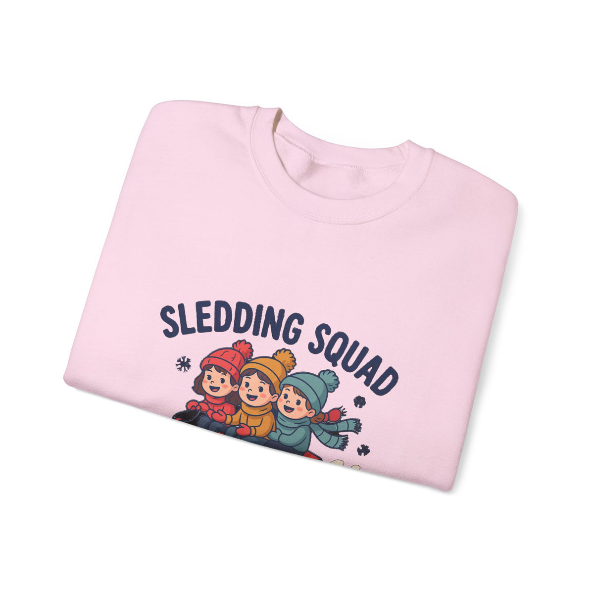 Sledding Squad Winter Kids Sweatshirt, Sledding Squad Crewneck Sweatshirt