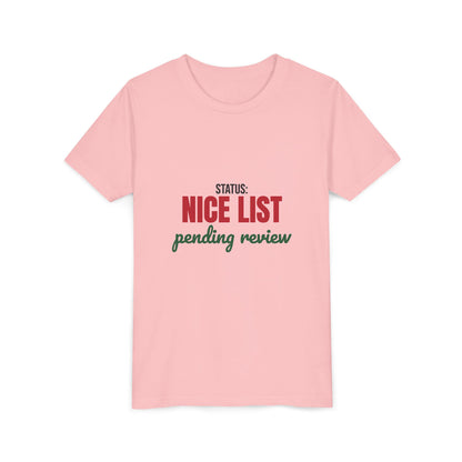 Status Nice List Pending Review Kids Shirt, Kids Nice List Pending Christmas Tee