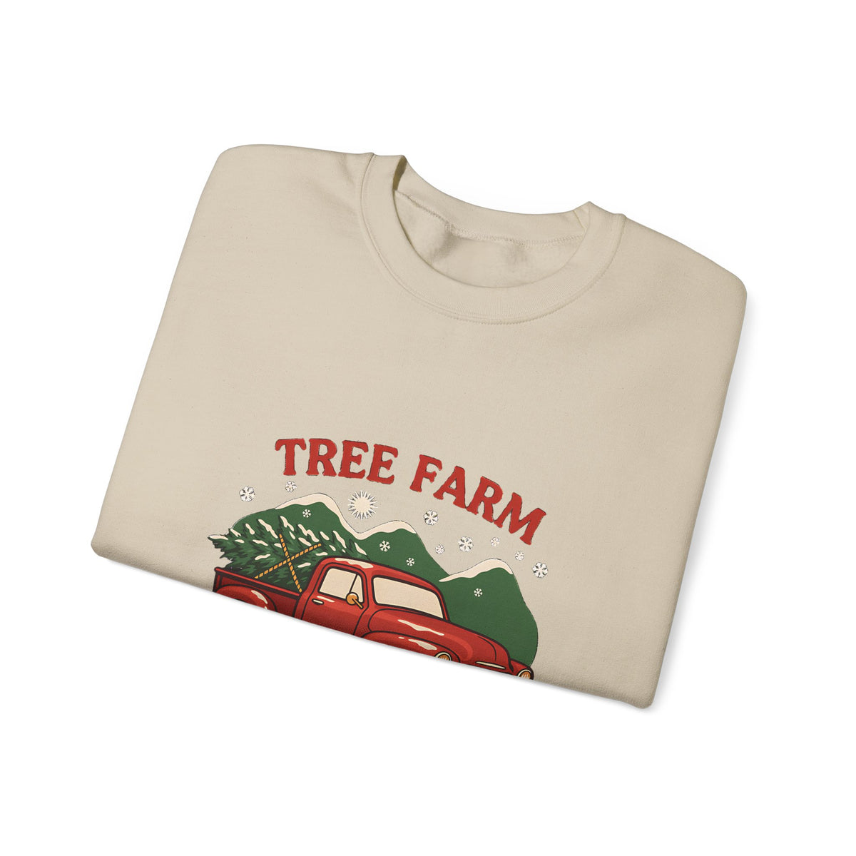 Christmas Tree Farm Sweatshirt, Vintage Red Truck Christmas Crewneck, Cozy Holiday Sweater