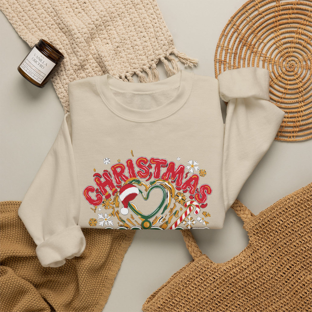 Christmas Nurse Crew Sweatshirt, Retro Nurse Christmas Crewneck, Holiday Nurse Sweater