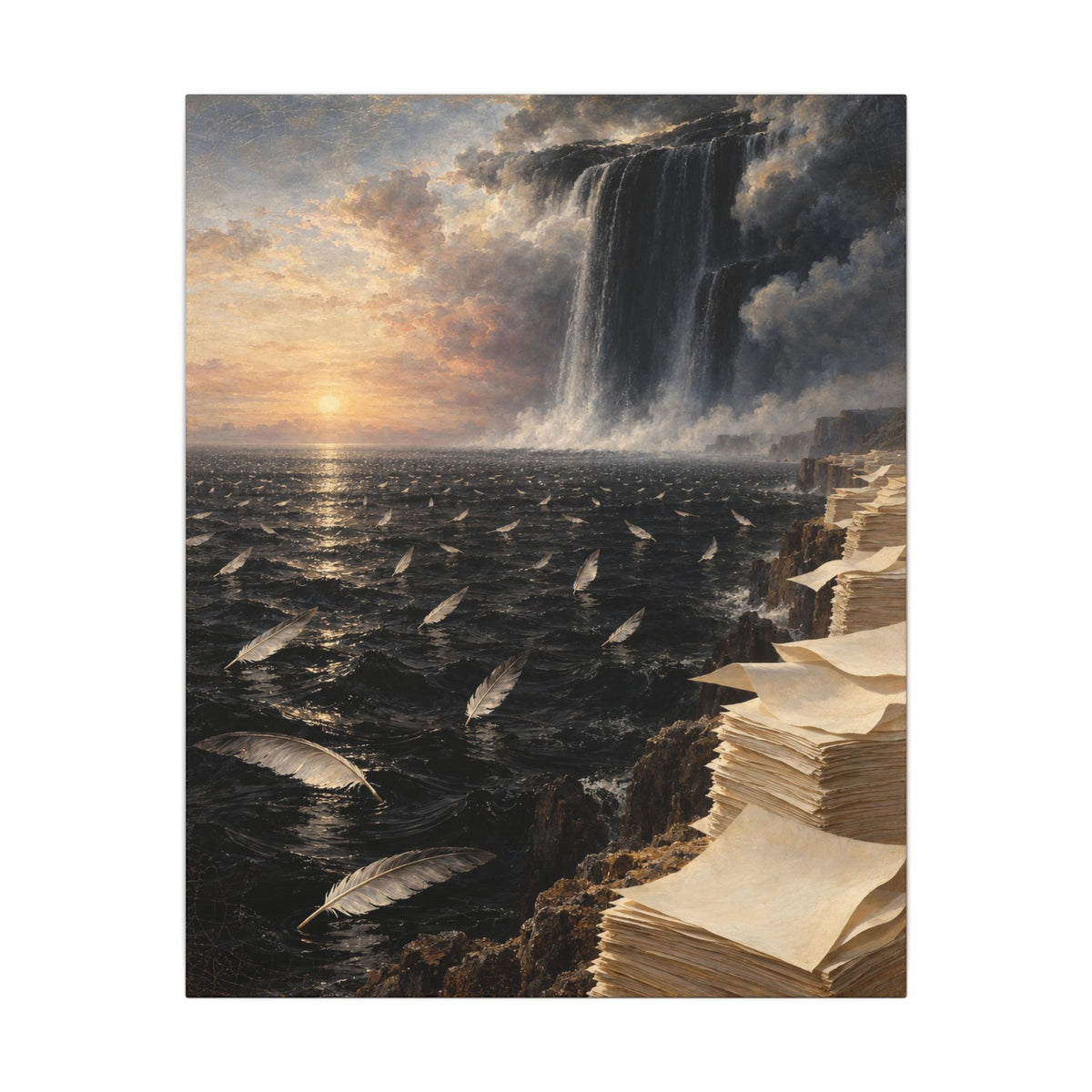 If the Sea Were Ink Canvas Wall Art, Symbolic Oil Painting Print, By Xudeyda