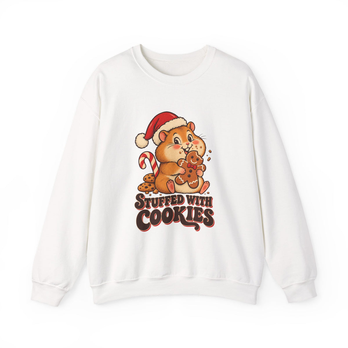 Stuffed With Cookies Christmas Hamster Sweatshirt, Hamster Christmas Crewneck Sweatshirt