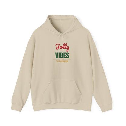 Jolly Vibes Tis the Season Hoodie, Christmas Hooded Sweatshirt, Retro Holiday Hoodie