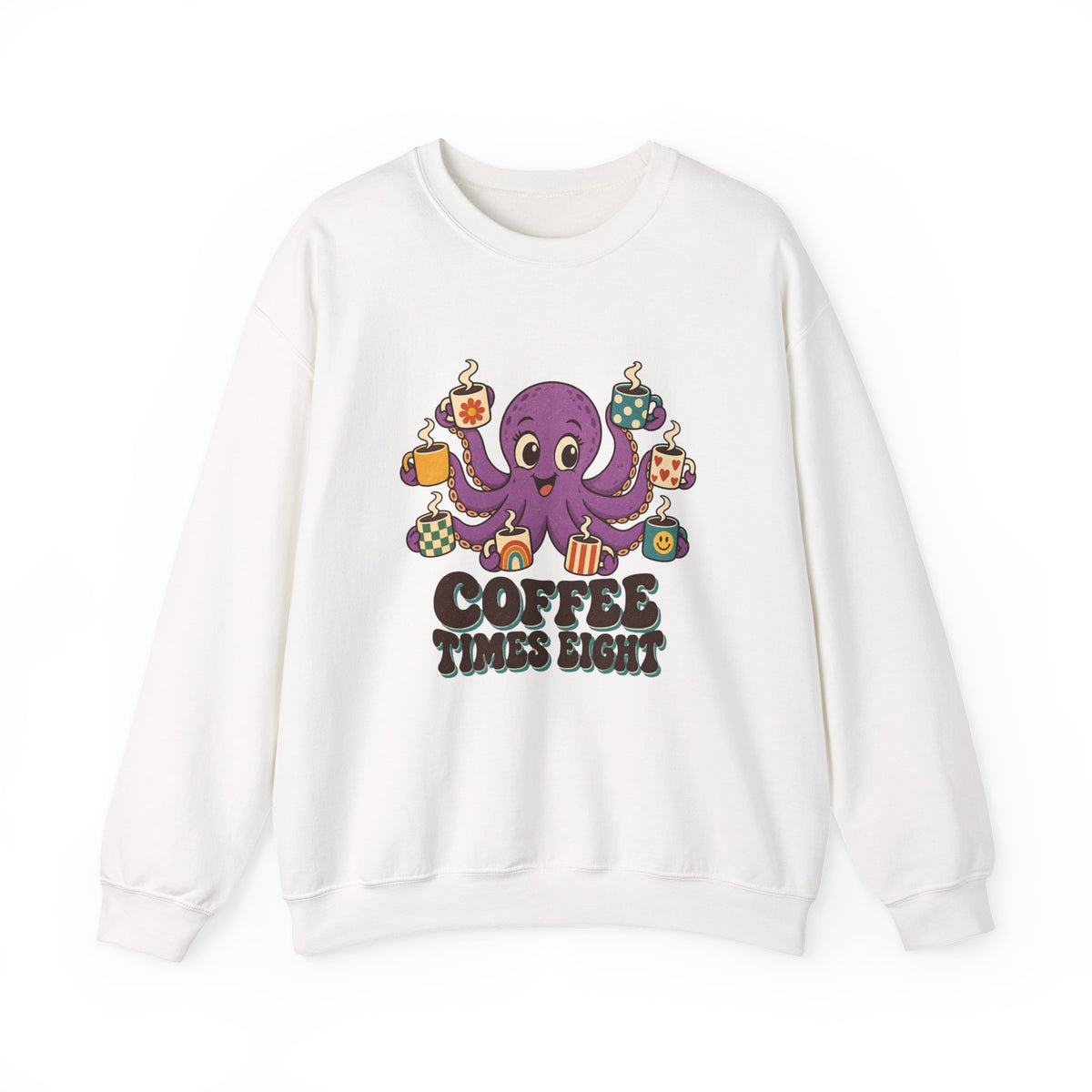 Coffee Times Eight Octopus Sweatshirt, Octopus Coffee Crewneck Sweatshirt
