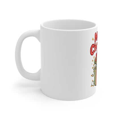 Meowy Christmas Mug, Cat Christmas Coffee Mug, Cat Lover Gift 11oz