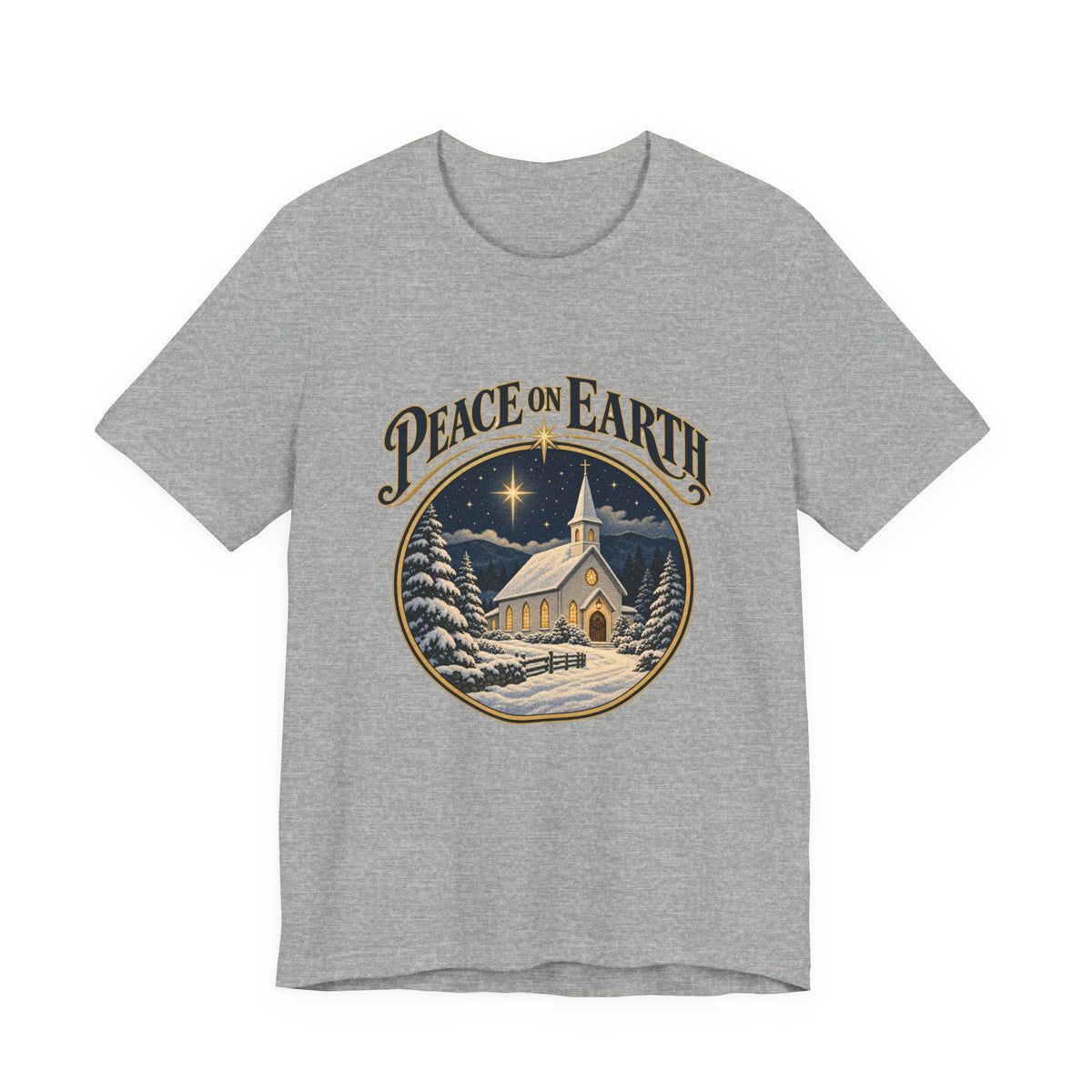 Peace on Earth Snowy Country Church Shirt, Peace on Earth Christmas T-Shirt, Peace on Earth Christmas Gift