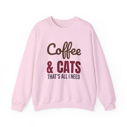 Coffee and Cats That's All I Need Sweatshirt, Cat Lover Crewneck
