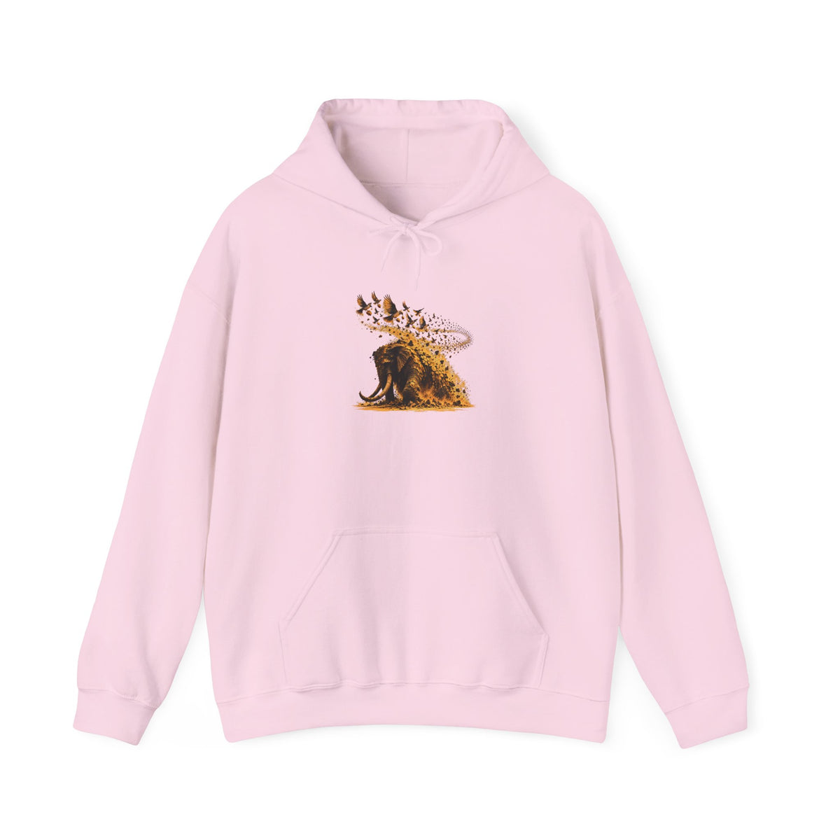 The Elephant and the Birds Hoodie, Symbolic Fine Art Hooded Sweatshirt, By Xudeyda