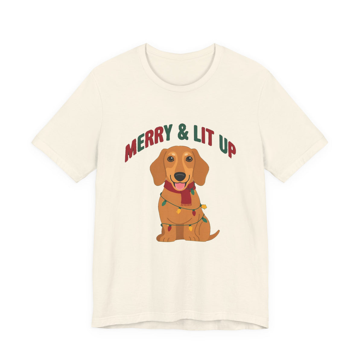 Merry and Lit Up Dachshund Christmas Lights Shirt, Dachshund Christmas Lights T-Shirt