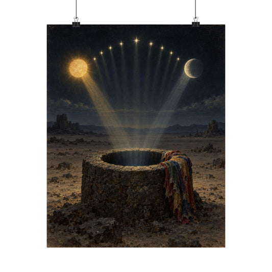 Eleven Stars Over the Well Art Print Poster, Symbolic Oil Painting Wall Art, By Xudeyda
