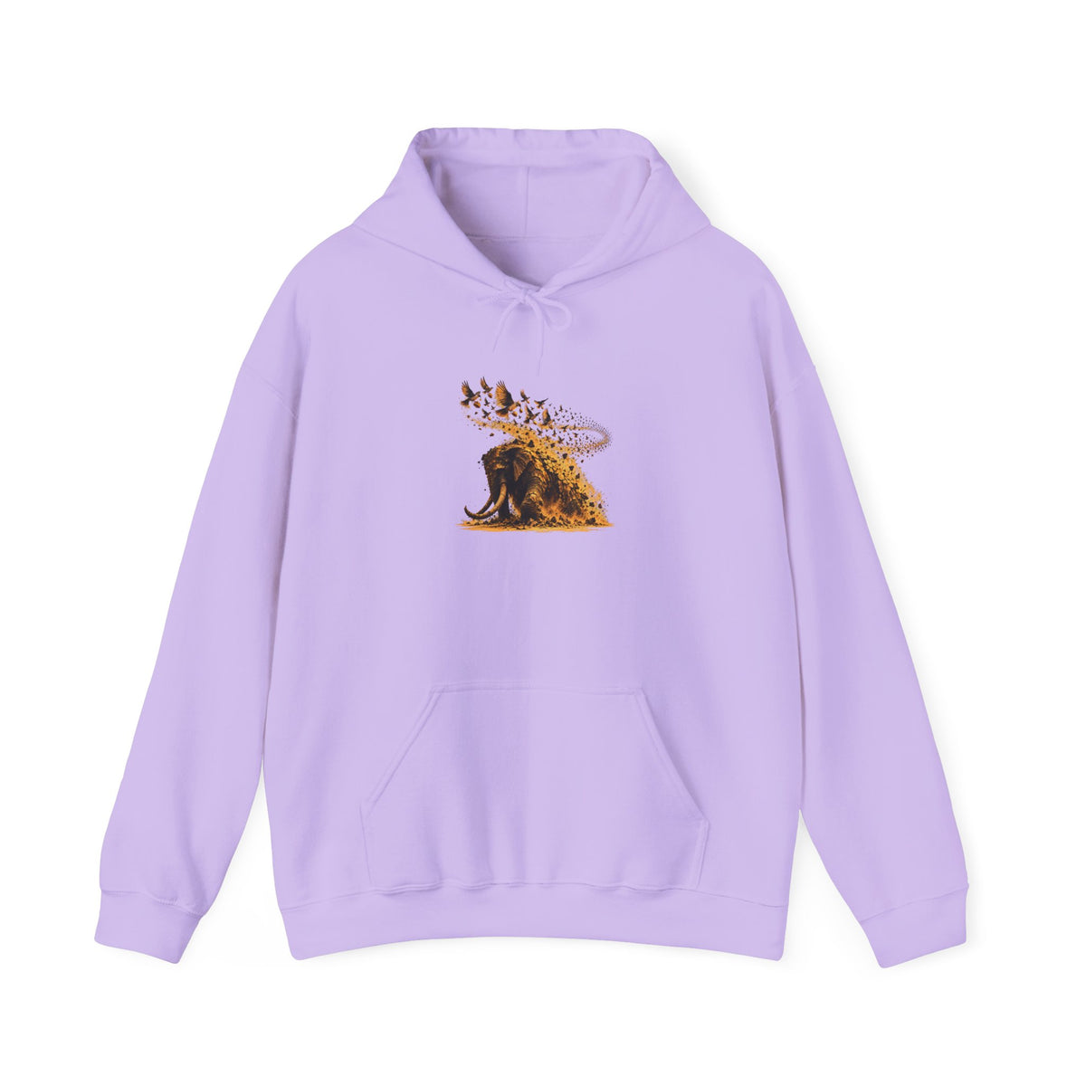The Elephant and the Birds Hoodie, Symbolic Fine Art Hooded Sweatshirt, By Xudeyda