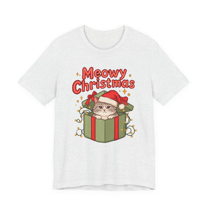 Meowy Christmas Shirt, Funny Cat Christmas T-Shirt, Gift for Cat Lovers