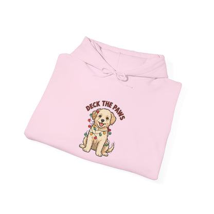 Deck the Paws Christmas Puppy Hoodie, Dog Christmas Hooded Sweatshirt