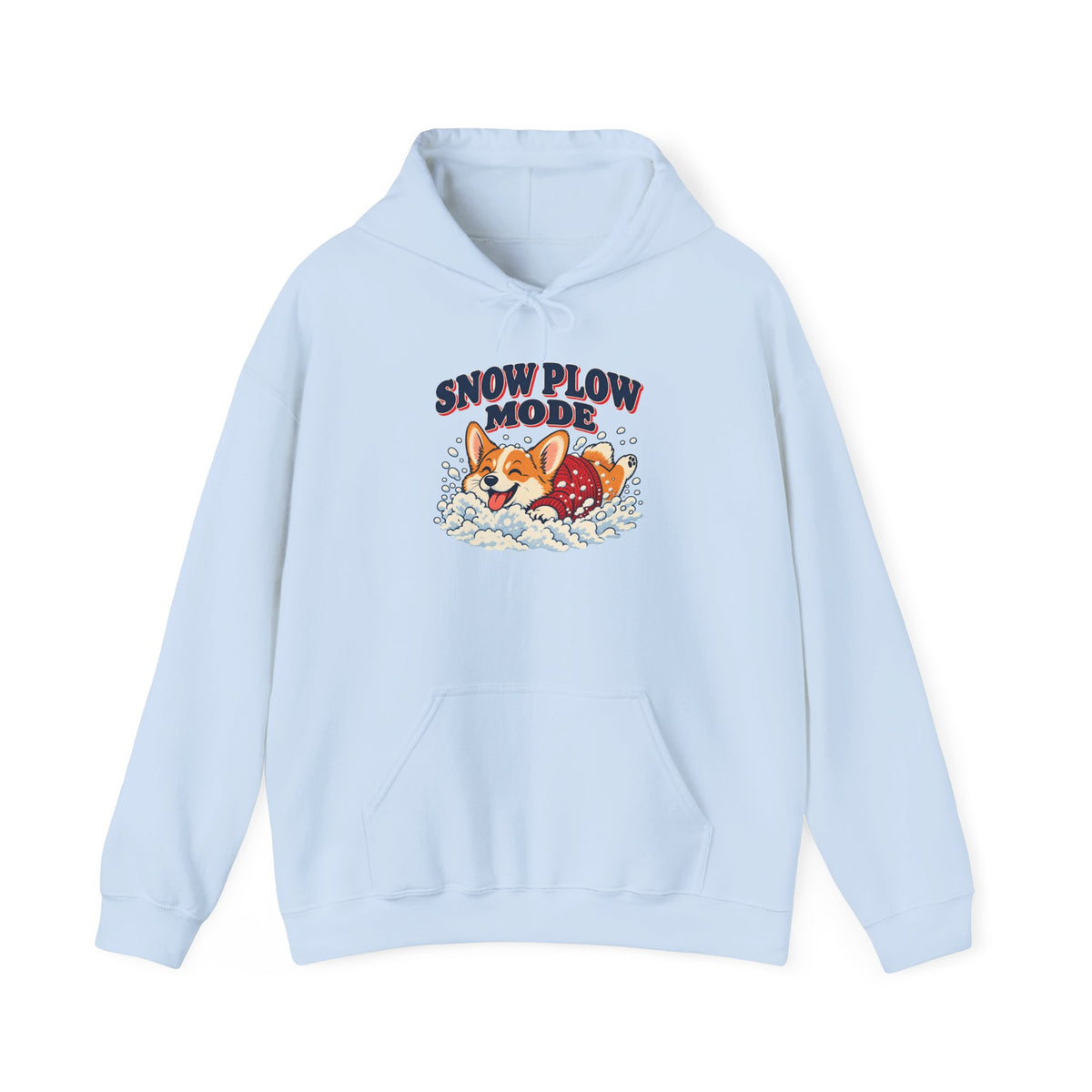 Snow Plow Mode Corgi in the Snow Hoodie, Corgi Winter Hoodie