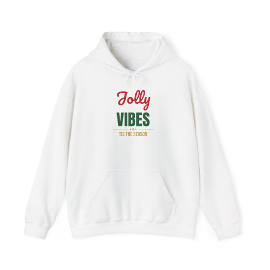 Jolly Vibes Tis the Season Hoodie, Christmas Hooded Sweatshirt, Retro Holiday Hoodie