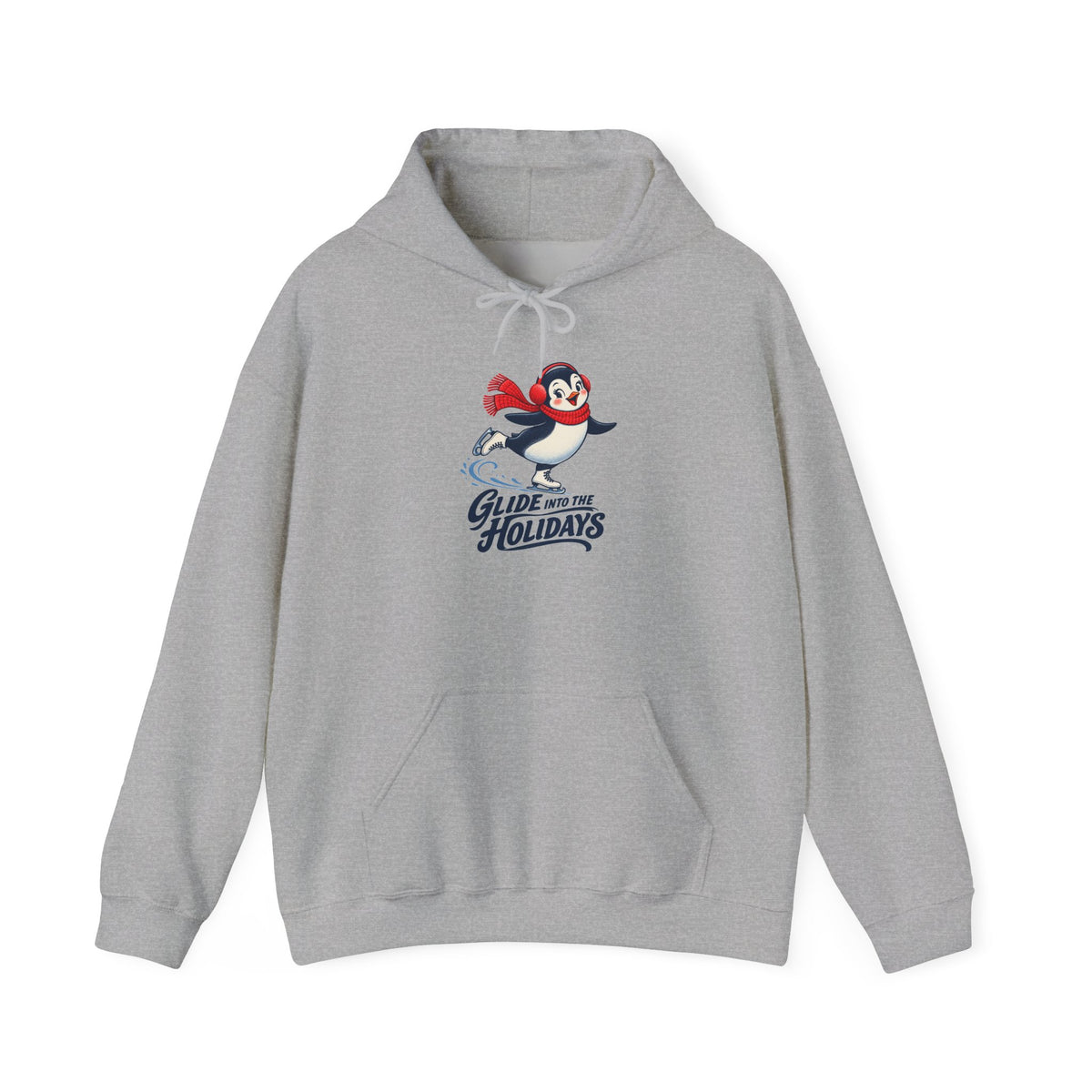 Glide Into the Holidays Ice Skating Penguin Hoodie, Skating Penguin Hoodie