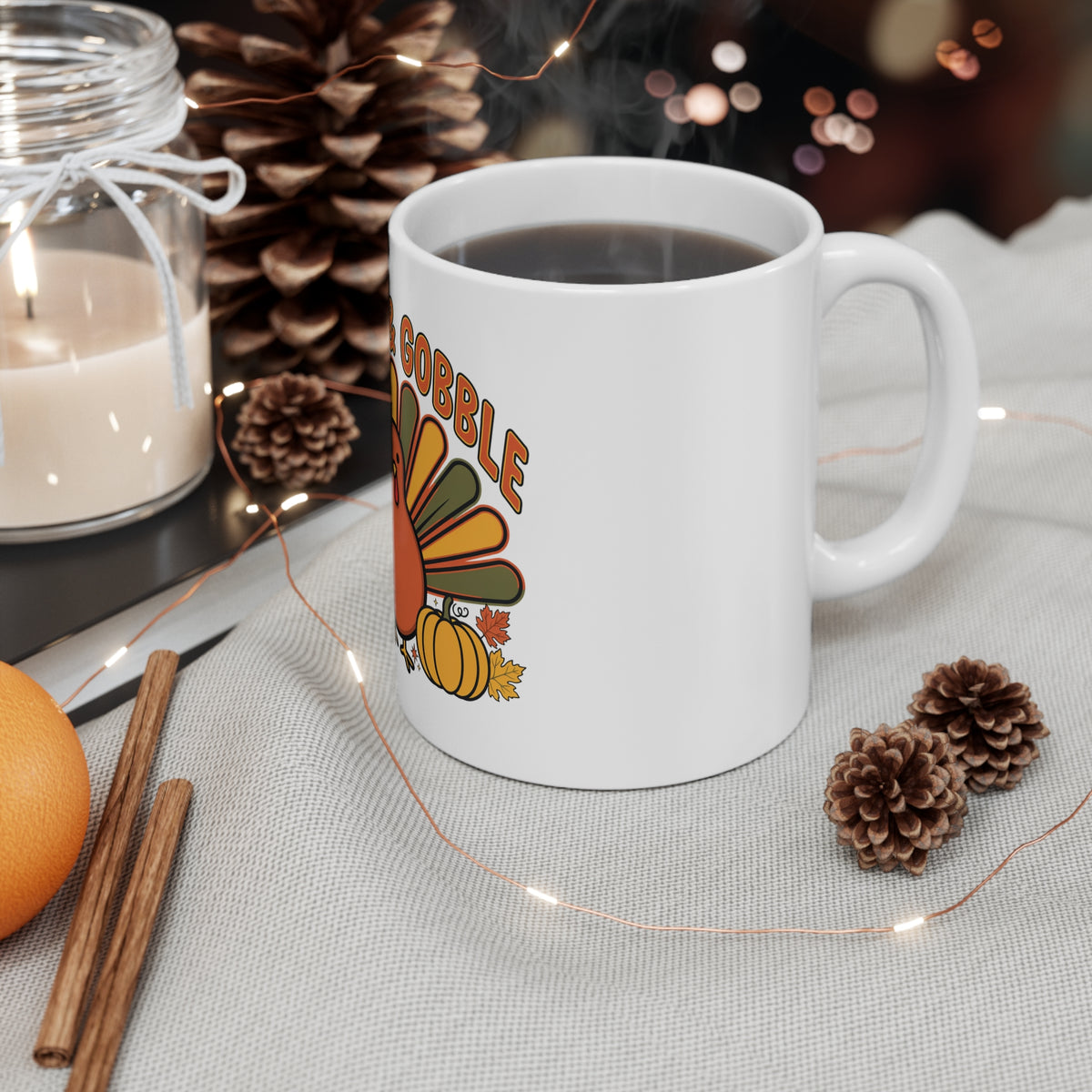 Gather and Gobble Retro Turkey Mug