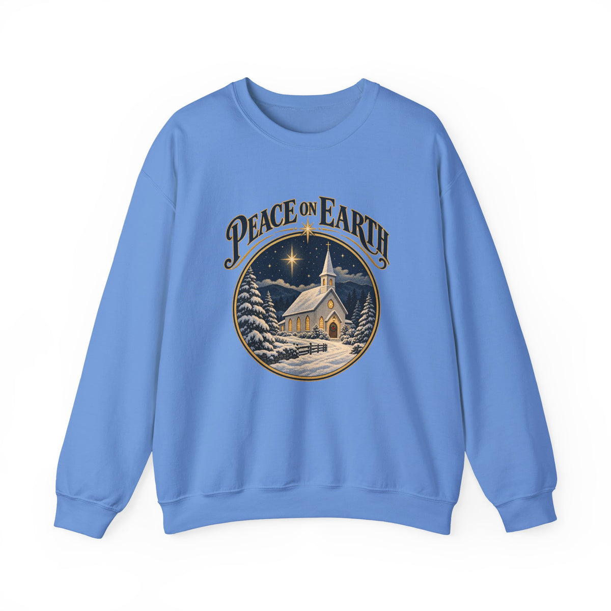 Peace on Earth Snowy Country Church Sweatshirt, Peace on Earth Christmas Crewneck Sweatshirt