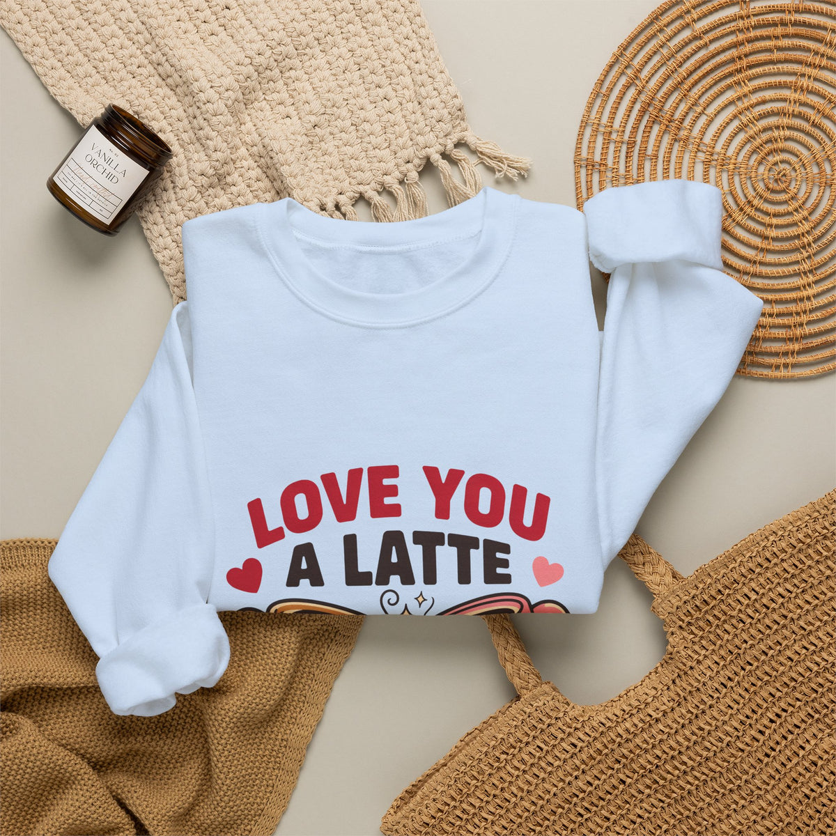 Love You a Latte Sweatshirt, Coffee Valentine Crewneck