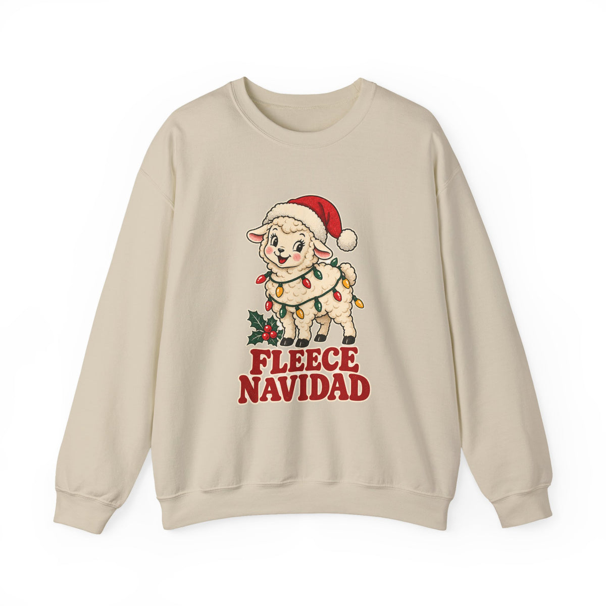 Fleece Navidad Christmas Sheep Sweatshirt, Sheep Christmas Crewneck Sweatshirt