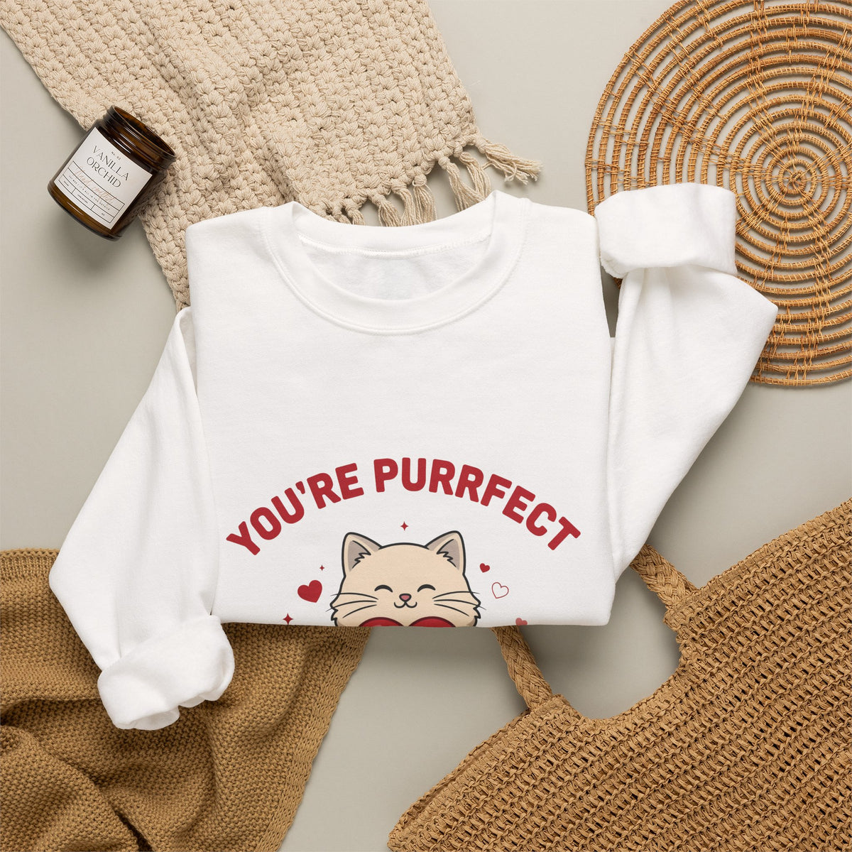 You're Purrfect Valentine Cat Sweatshirt, Cat Valentine Crewneck