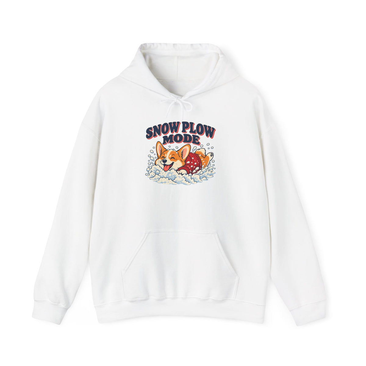 Snow Plow Mode Corgi in the Snow Hoodie, Corgi Winter Hoodie