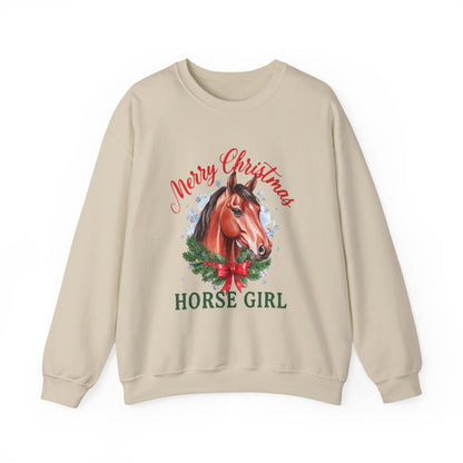 Merry Christmas Horse Girl Sweatshirt, Horse Lover Christmas Crewneck, Equestrian Gift