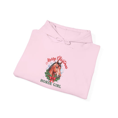 Merry Christmas Horse Girl Hoodie, Horse Lover Christmas Hooded Sweatshirt