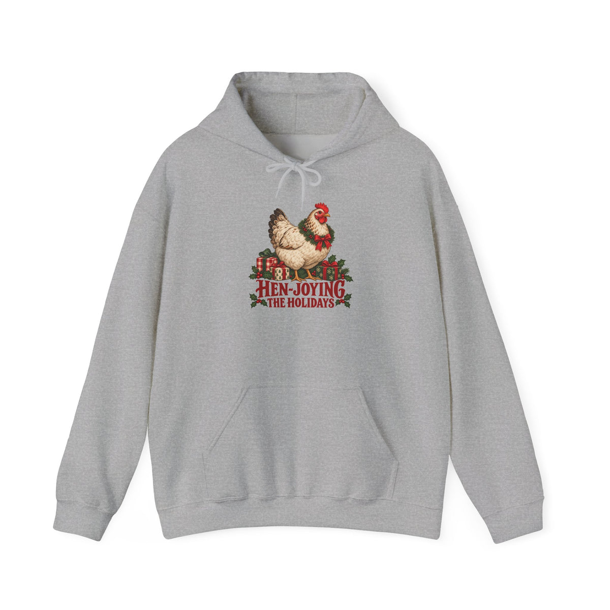 Hen-joying the Holidays Farmhouse Chicken Hoodie, Chicken Christmas Hoodie