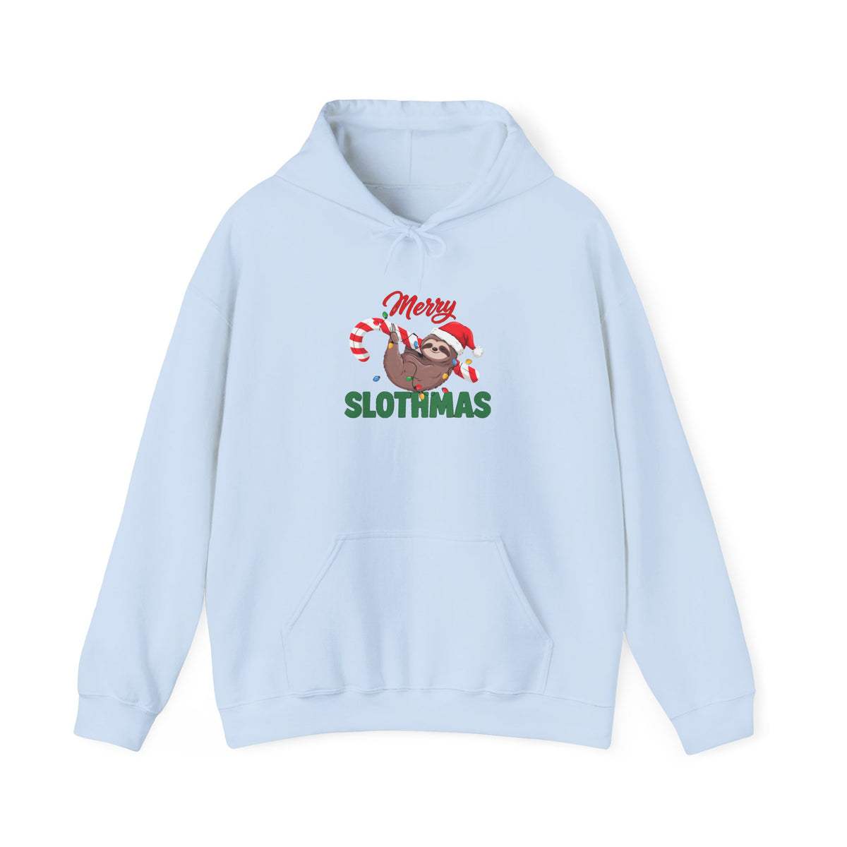 Merry Slothmas Hoodie, Funny Sloth Christmas Hooded Sweatshirt