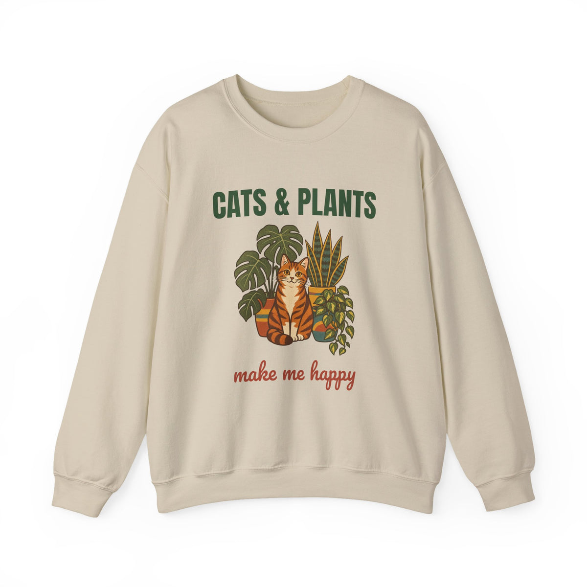 Cats and Plants Make Me Happy Sweatshirt, Vintage Cats and Plants Crewneck
