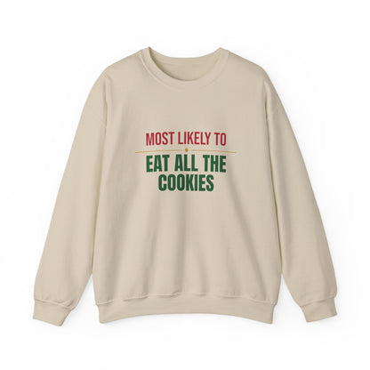 Most Likely To Eat All The Cookies Sweatshirt, Matching Family Christmas Crewneck, Funny Holiday Sweater