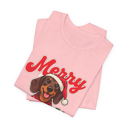 Merry Woofmas Shirt, Dachshund Christmas T-Shirt, Dog Lover Holiday Tee