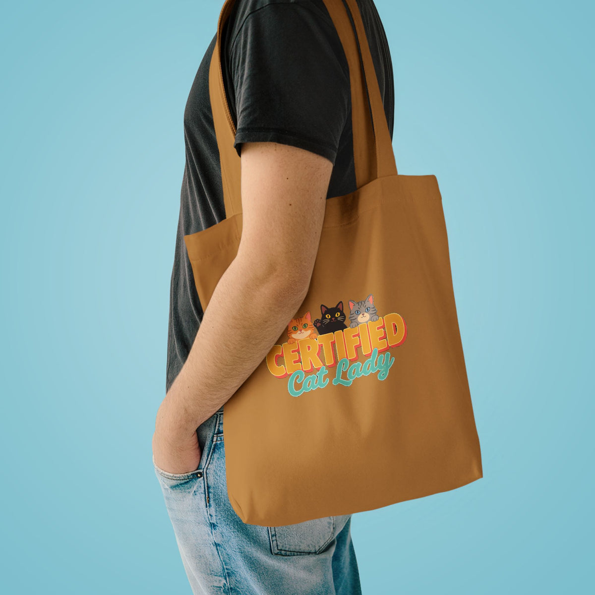 Certified Cat Lady Tote Bag, Retro Cat Lover Canvas Tote