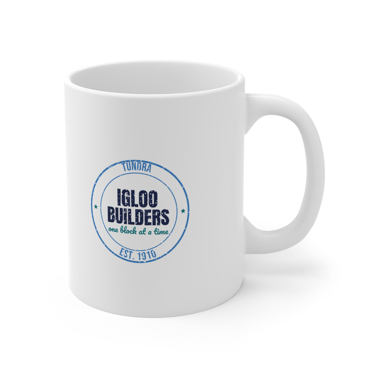 Tundra Igloo Builders Est. 1910 Mug, Vintage Winter Coffee Mug 11oz lifestyle
