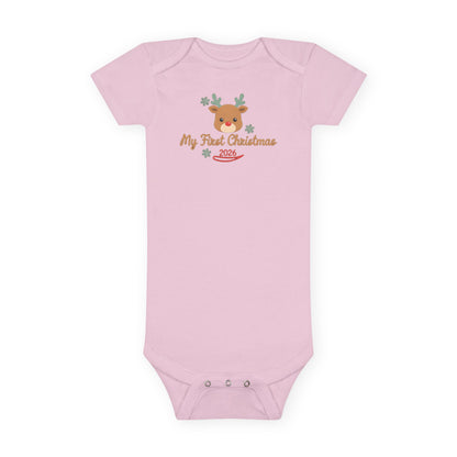 My First Christmas 2026 Baby Bodysuit, Reindeer Baby's First Christmas Onesie