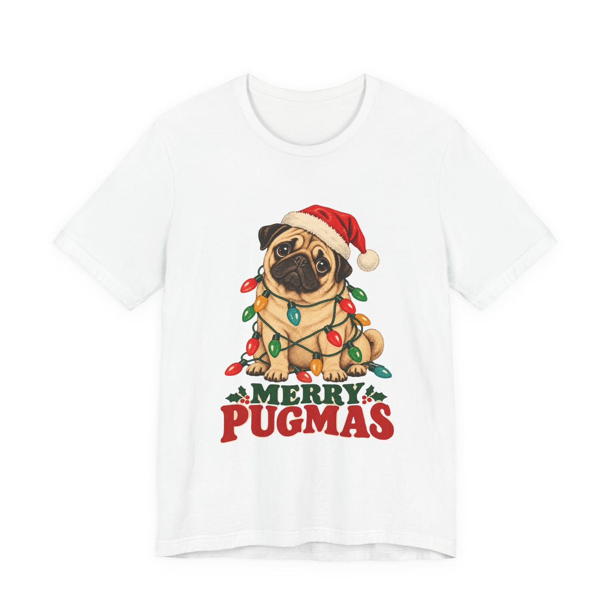 Merry Pugmas Pug in Christmas Lights Shirt